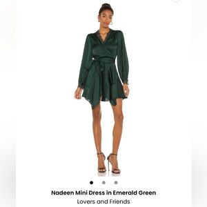 Lovers + Friends Nadeen Emerald Wrap Mini Dress
